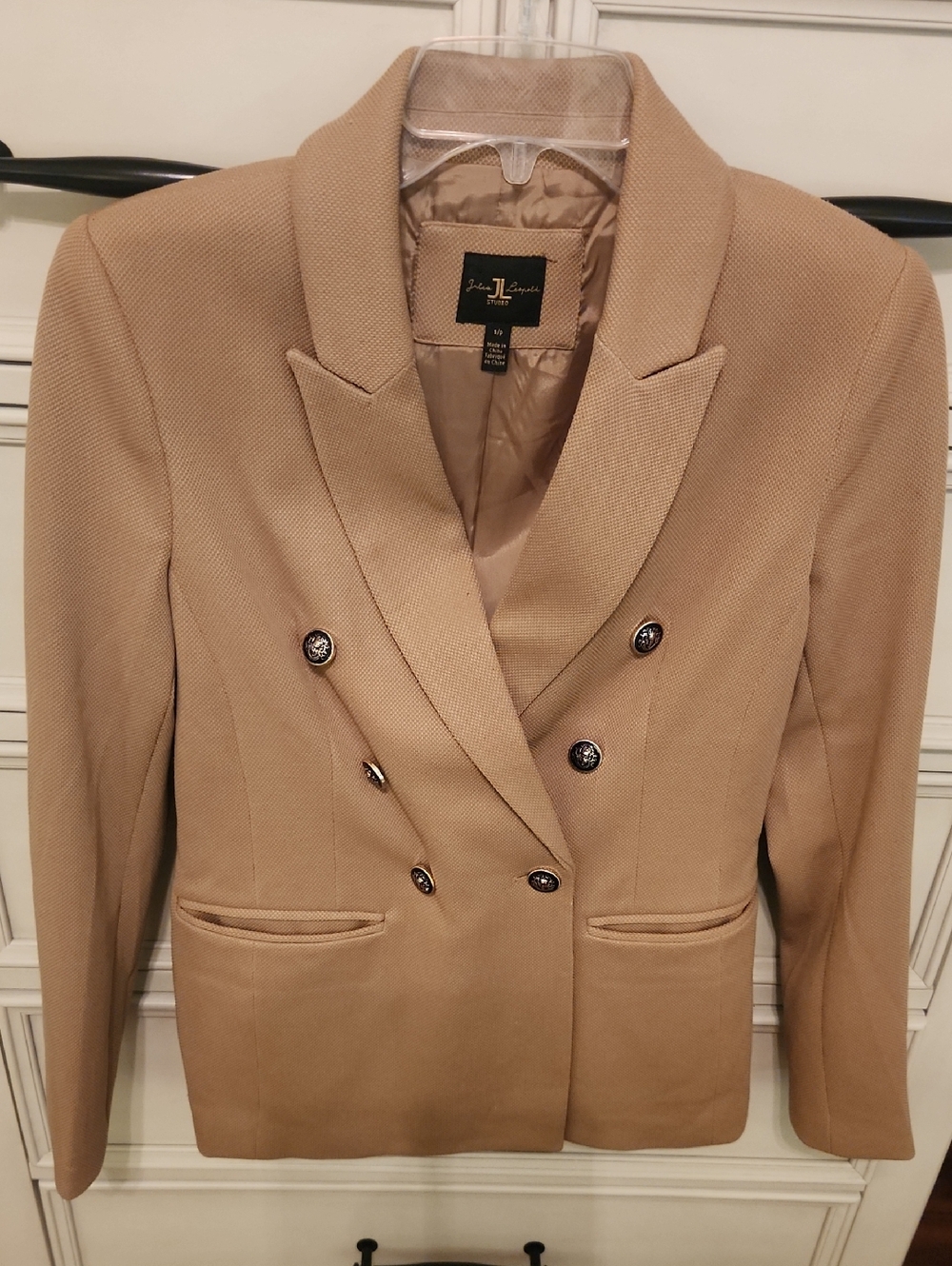 Studio Double-Breasted Tan Blazer
